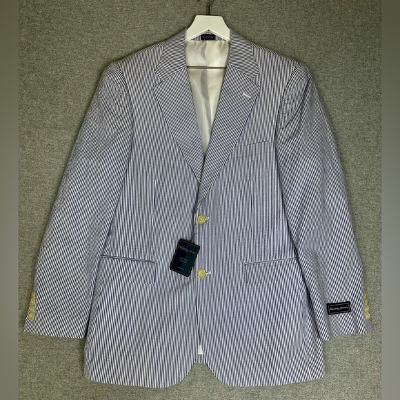 Meeting Street Seersucker Blazer Mens 40 Reg Sportcoat Stripe Classic Suit‎ New